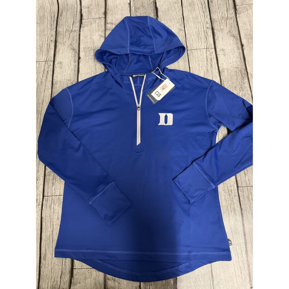 NWT Women's Cutter & Buck Duke Blue Devils Daybreak 1/2 Zip Hoodie Medium M